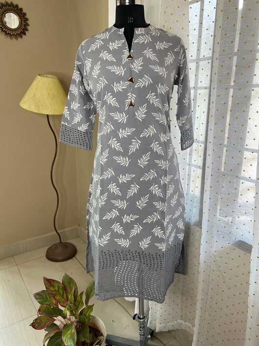 Grey Cutwork Kurti