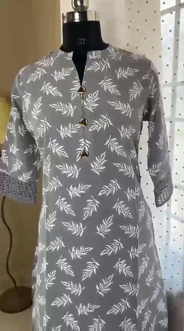 Grey Cutwork Kurti