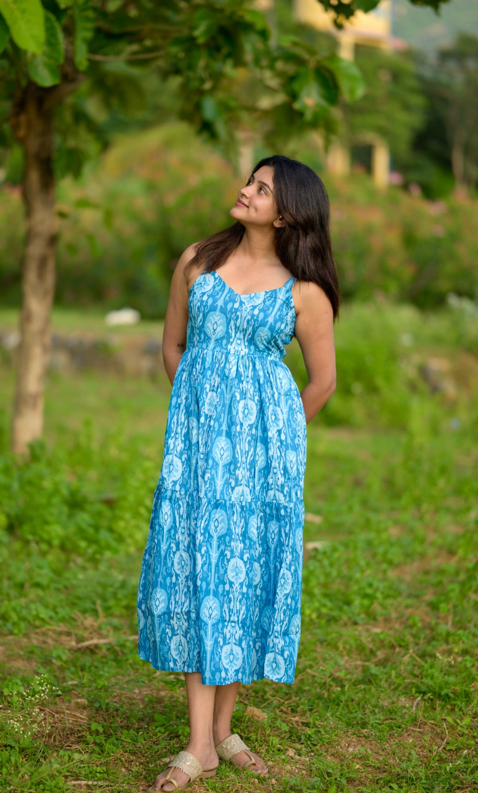 Blue Ikat Overcoat Dress