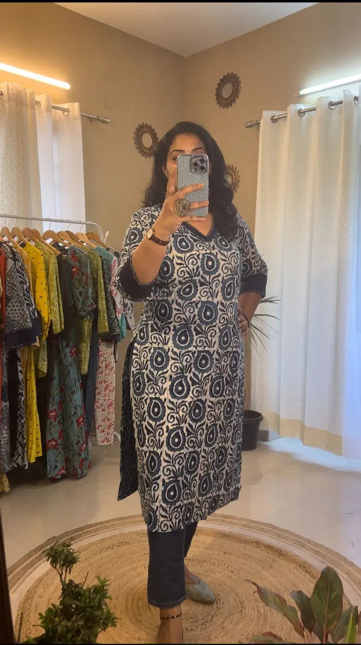 Indigo Flower Kurti