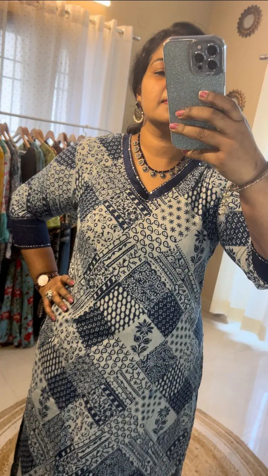 Indigo Checks Kurti