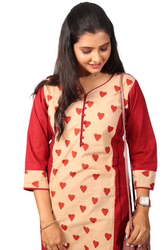 Maroon Princess Cut Women Kurti