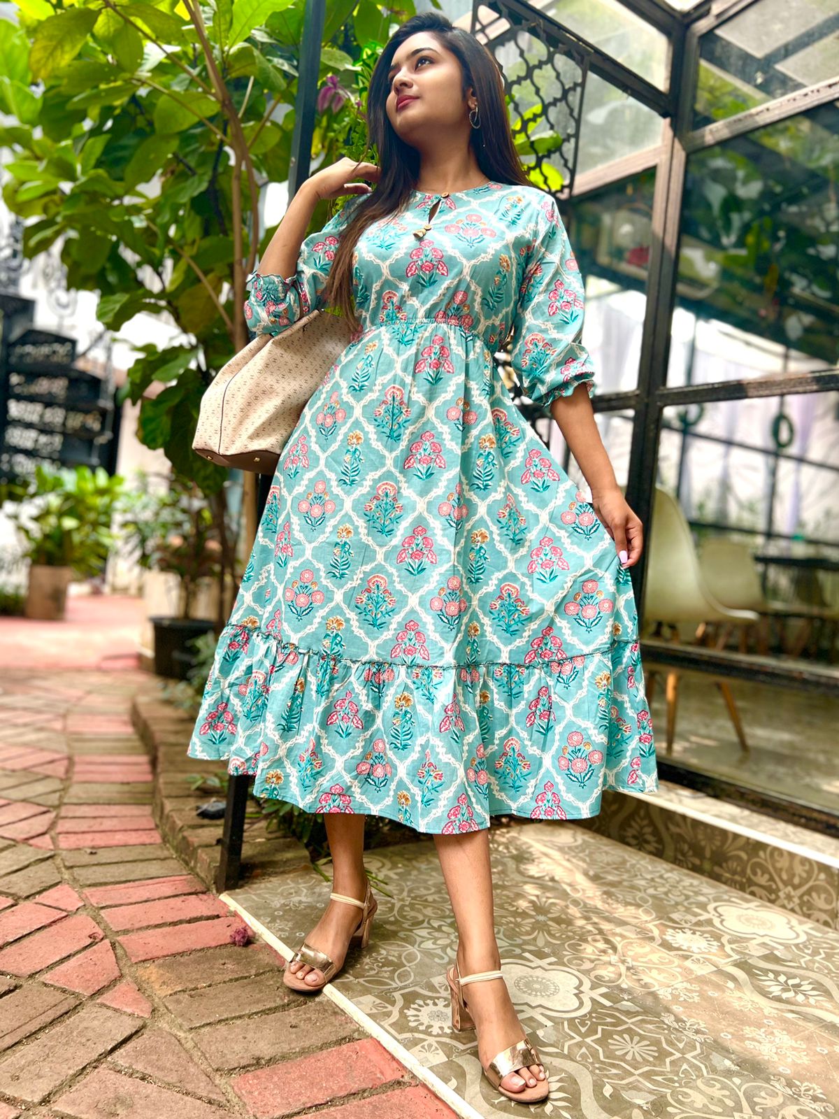 Pastel Blue Mid Length Dress