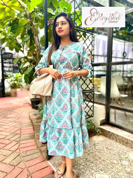Pastel Blue Mid Length Dress