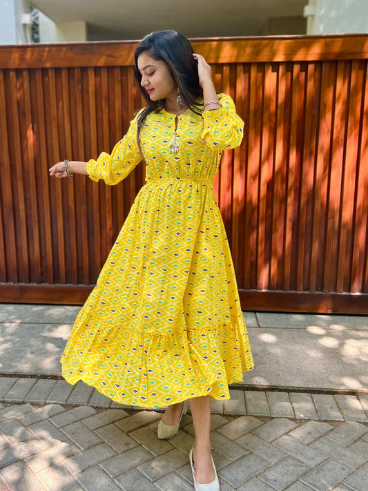 Yellow Mid Length Dress