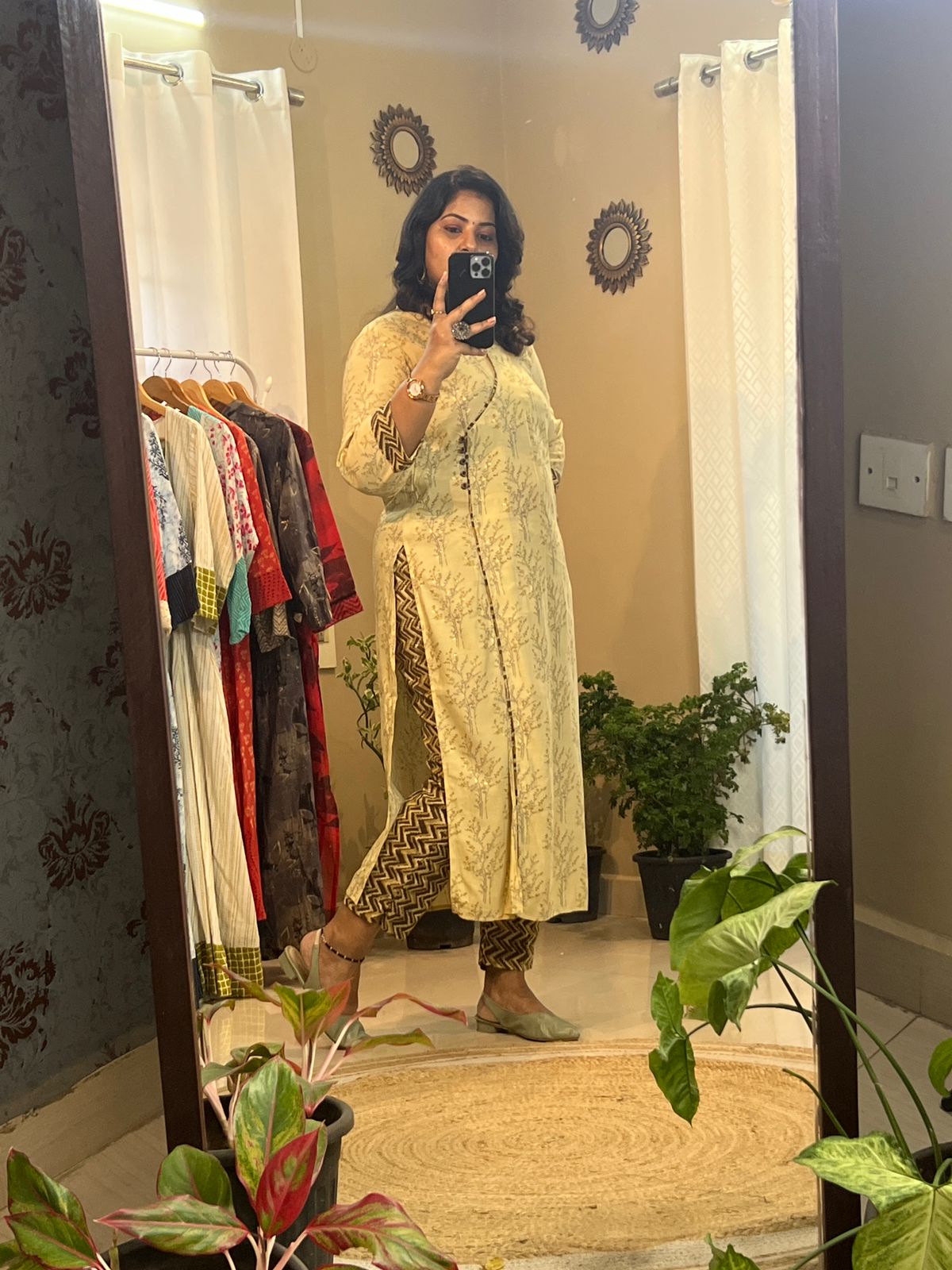 Angrakha Kurta Set Yellow