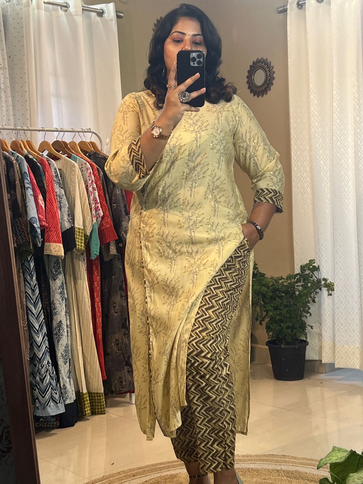 Angrakha Kurta Set Yellow