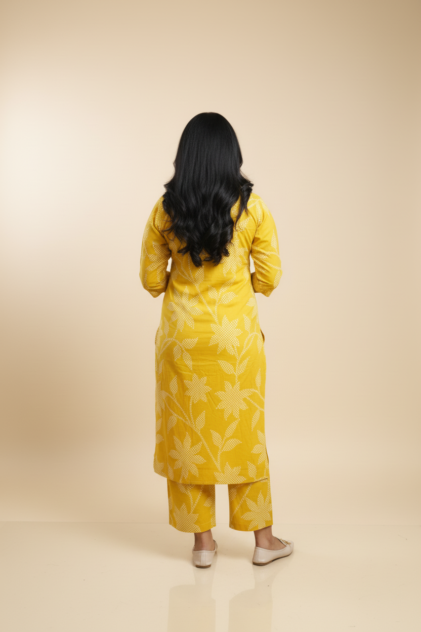 A-Line Co-Ord Kurta Set Mustard