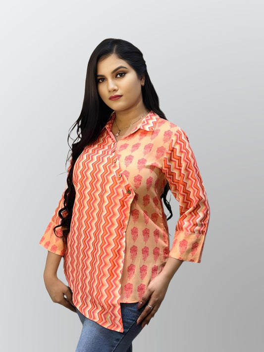 Orange Muslin Tunic Top