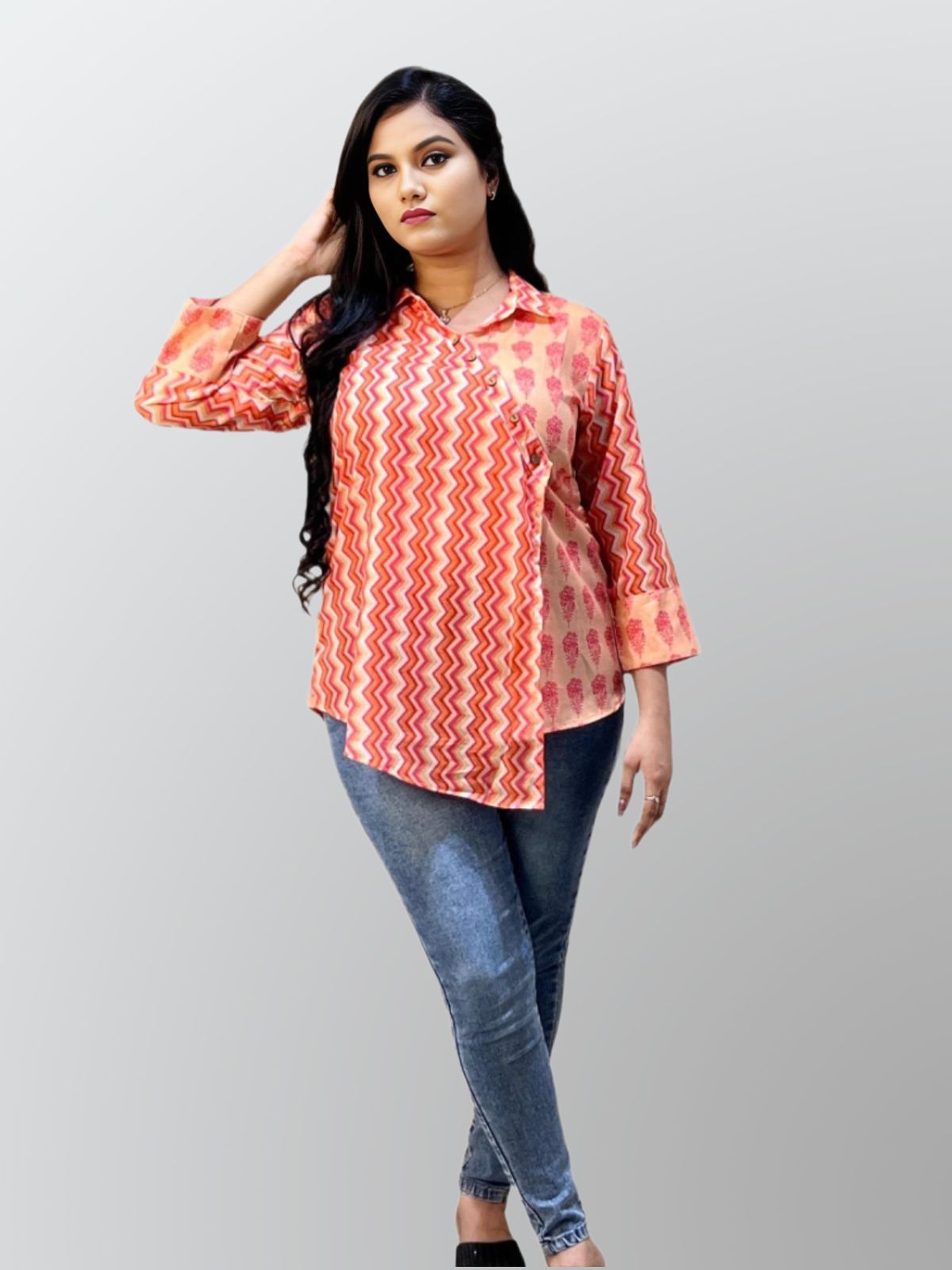 Orange Muslin Tunic Top