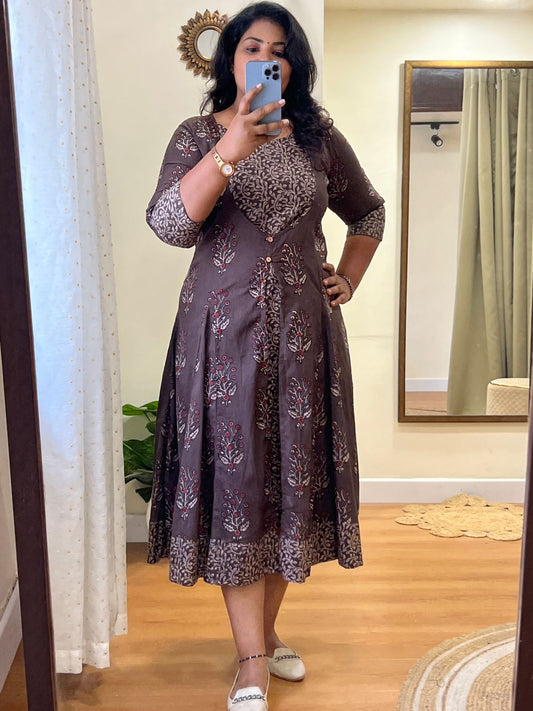 Overcoat Cotton Dress Brown