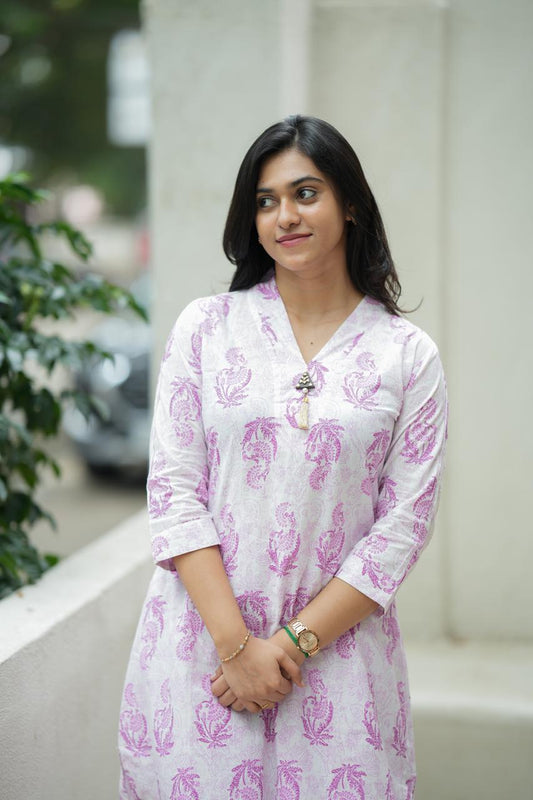 100% Cotton fabric close-up of Pink Apple Cut Co-Ord Set by ReyBha