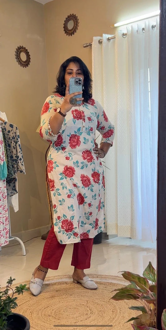Red Floral Kurti