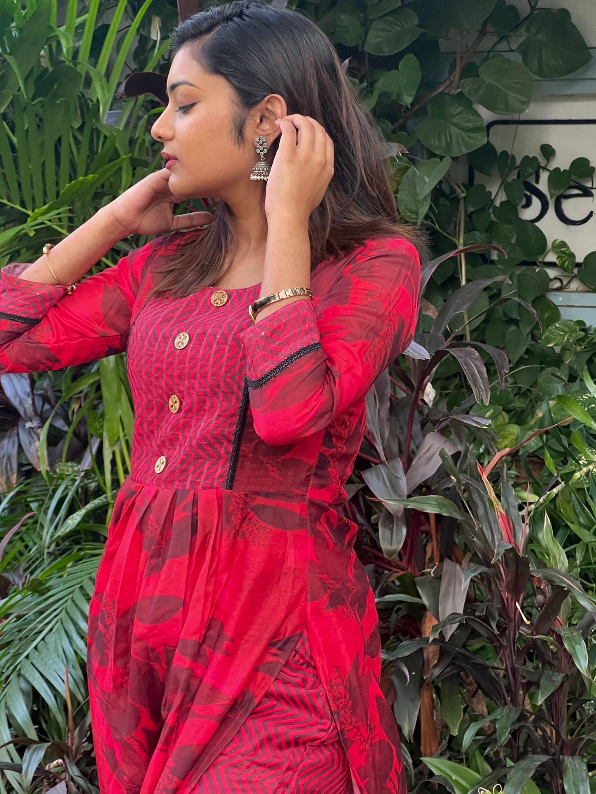 Red Muslin Nyra Suit Dress