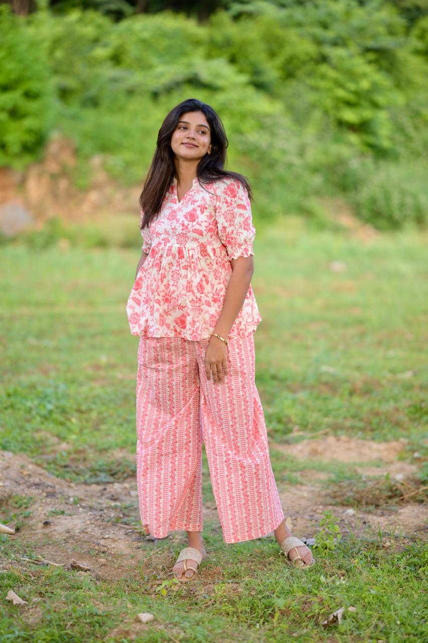 Red Peplum Top & Pant Set