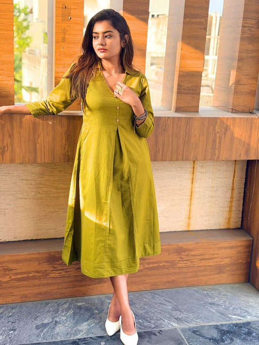 Solid Green Indo-Western Dress
