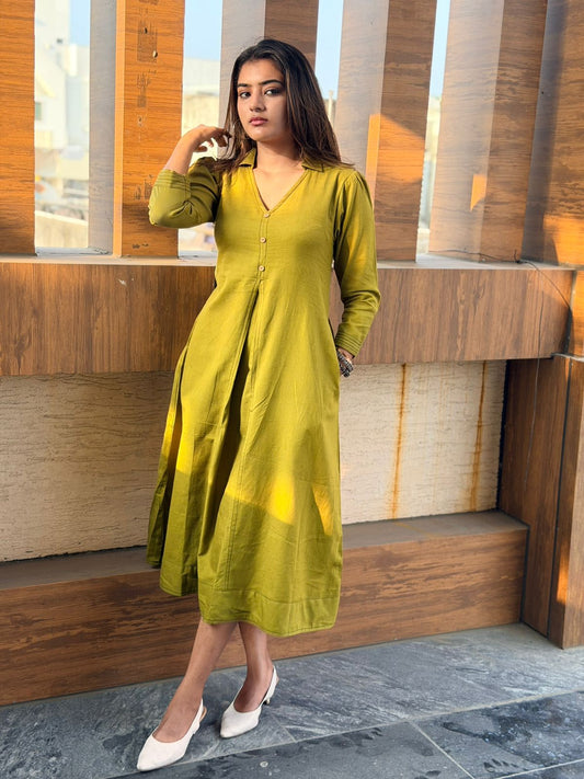 Solid Green Indo-Western Dress
