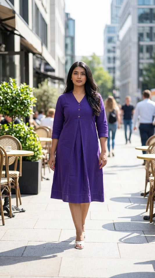 Solid Violet Indo-Western Dress