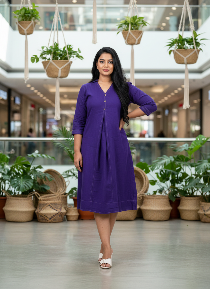 Solid Violet Indo-Western Dress