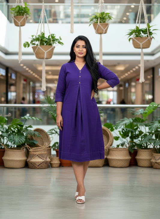 Solid Violet Indo-Western Dress