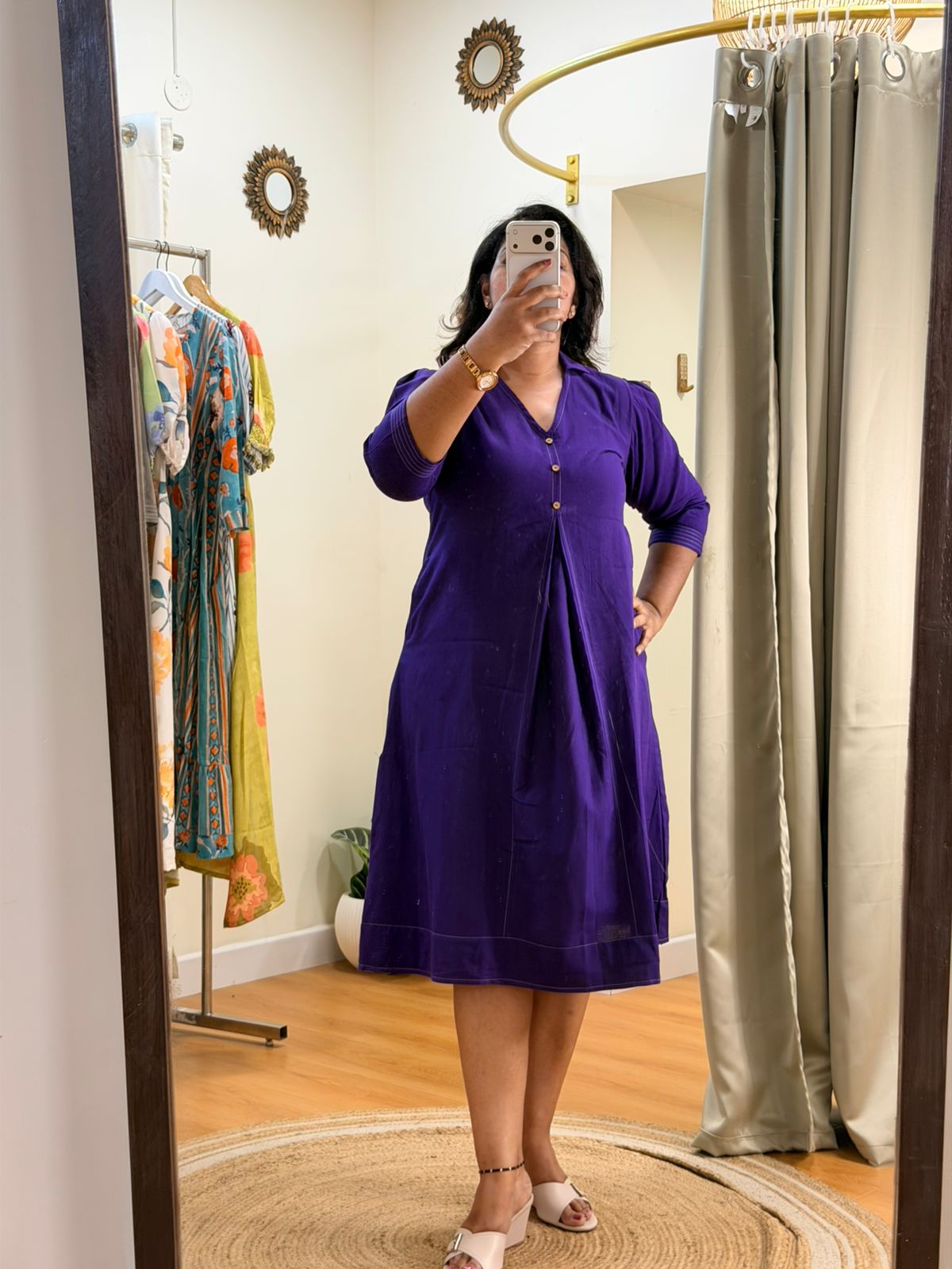Solid Violet Indo-Western Dress