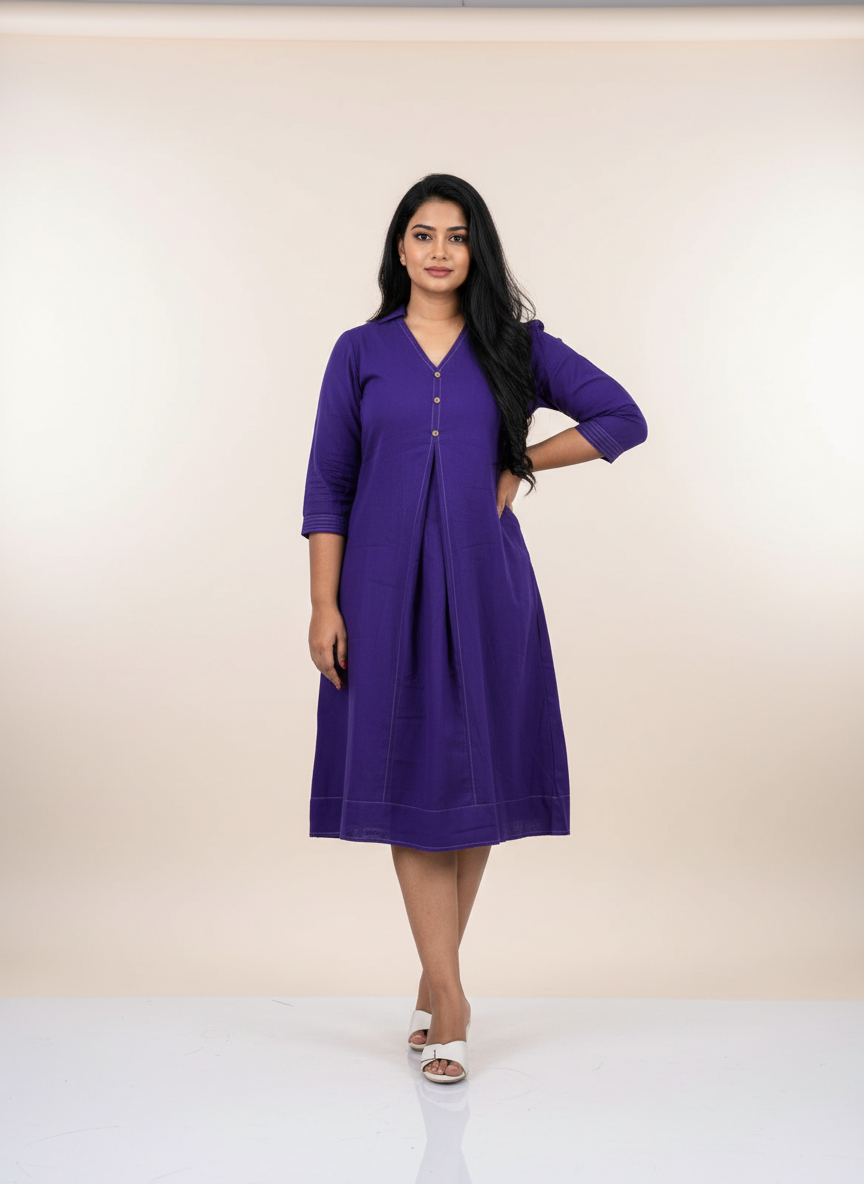 Solid Violet Indo-Western Dress