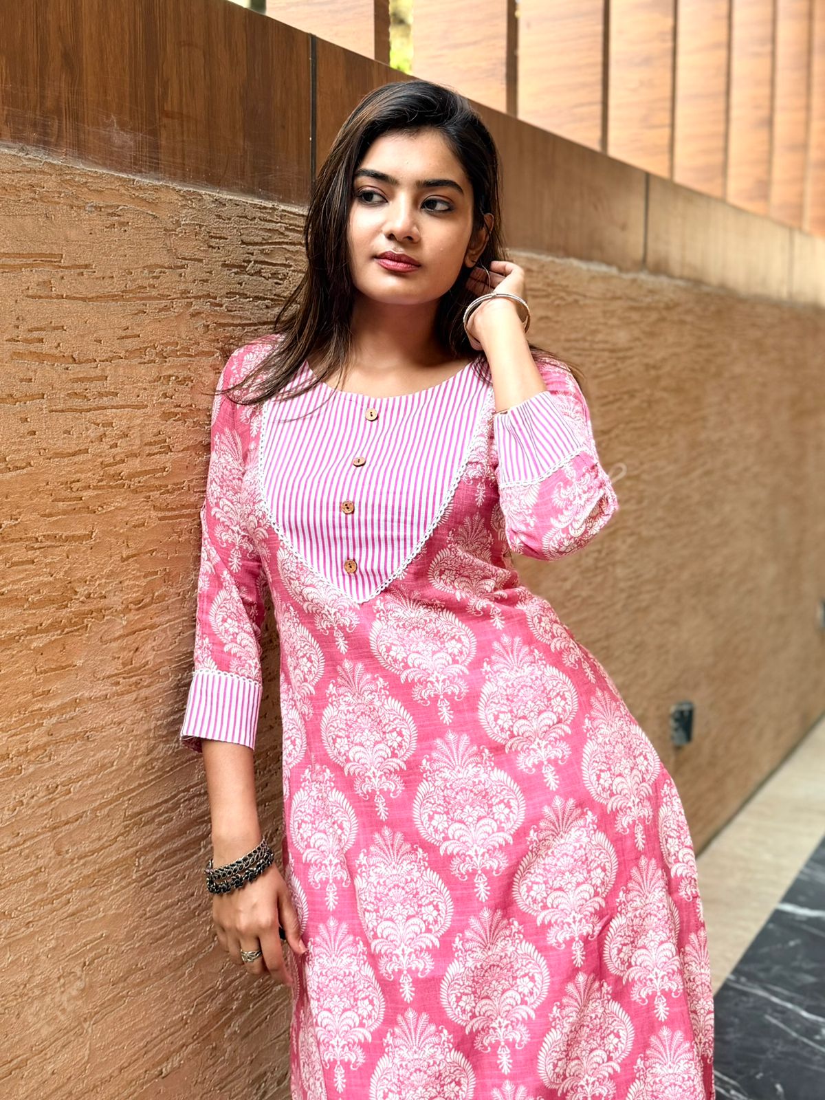 Office Kurti Set - Pink