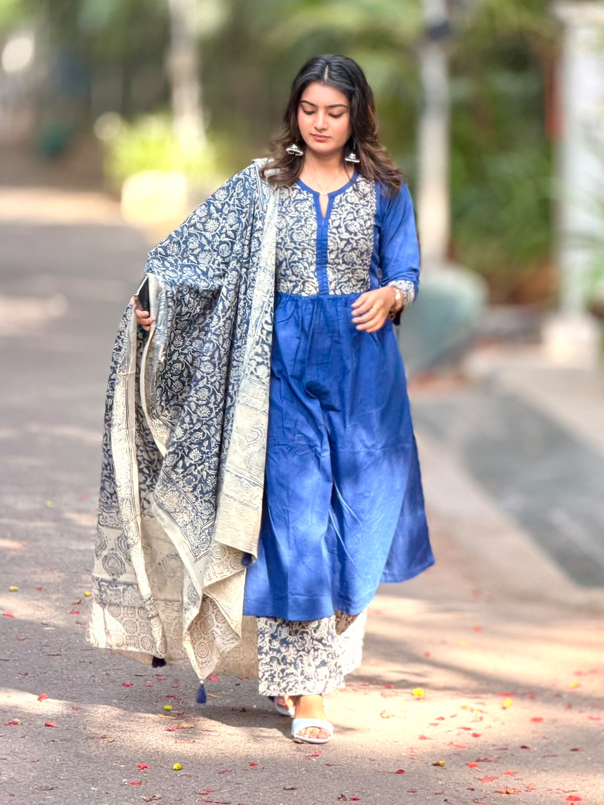 Office wear kurti set blue w dupatta