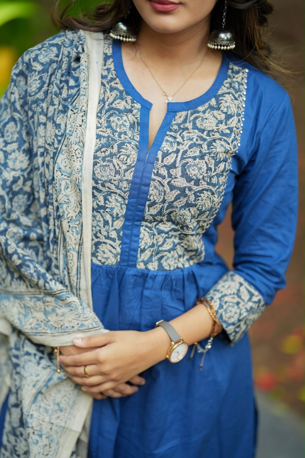 Office wear kurti set blue w dupatta