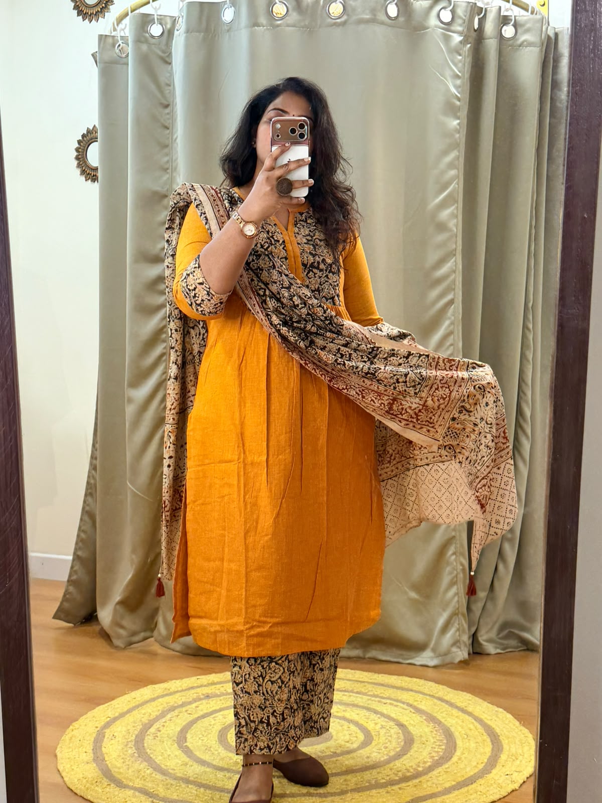 Office wear kurti set yellow w dupatta
