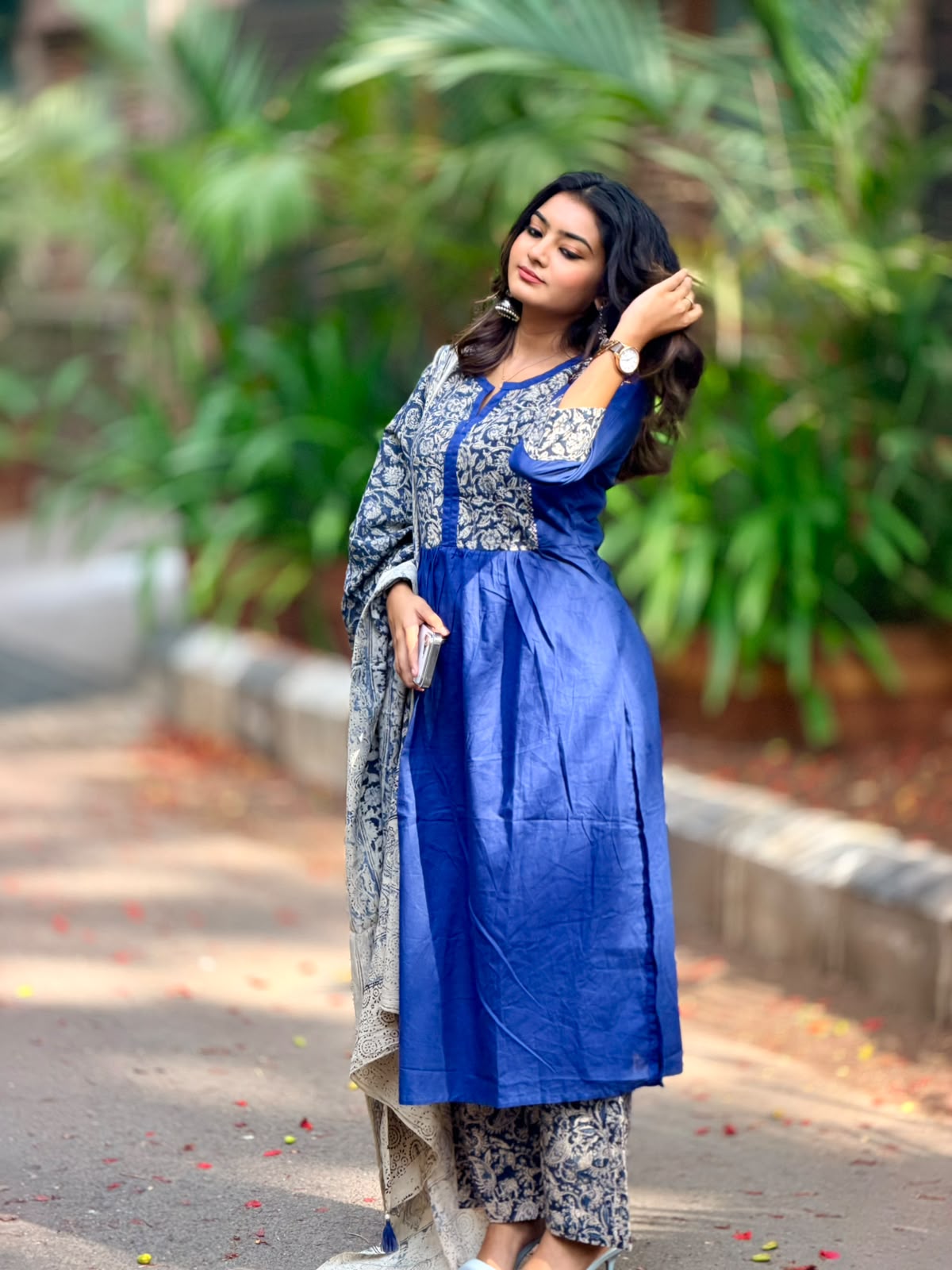Office wear kurti set blue w dupatta