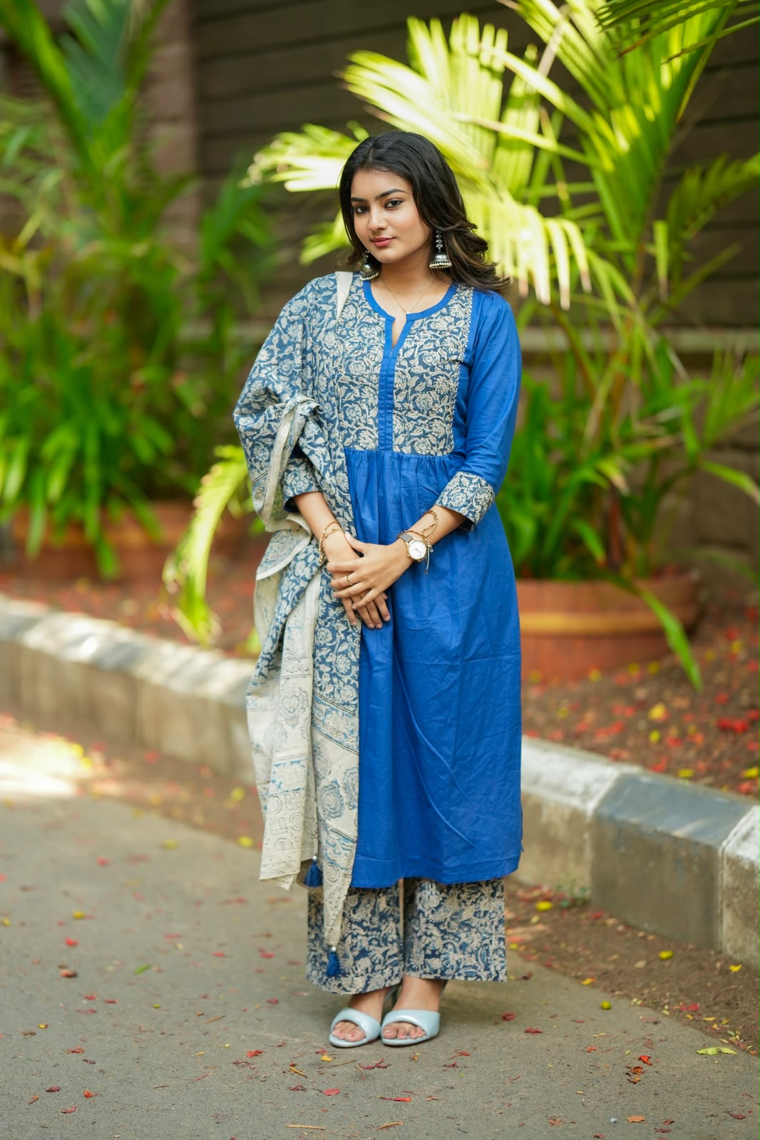 Office wear kurti set blue w dupatta
