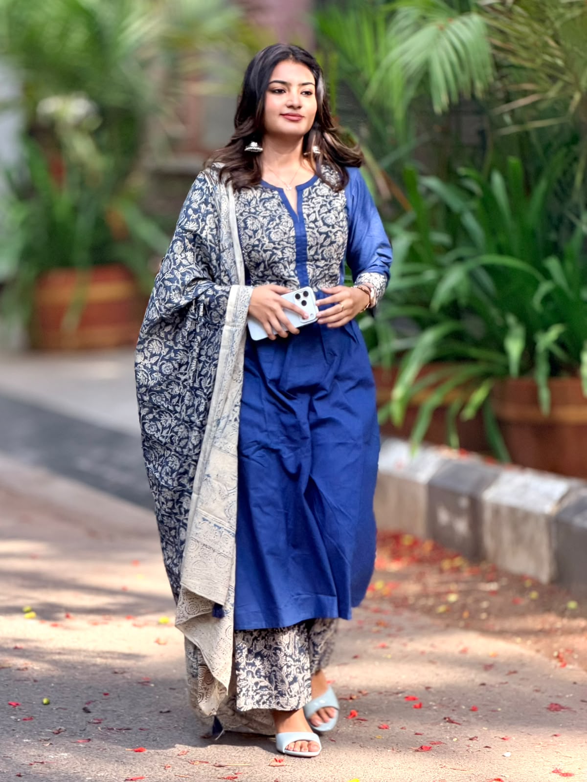 Office wear kurti set blue w dupatta