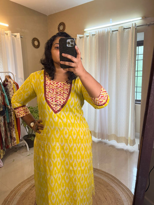 Office Wear Kurti Set - Yellow